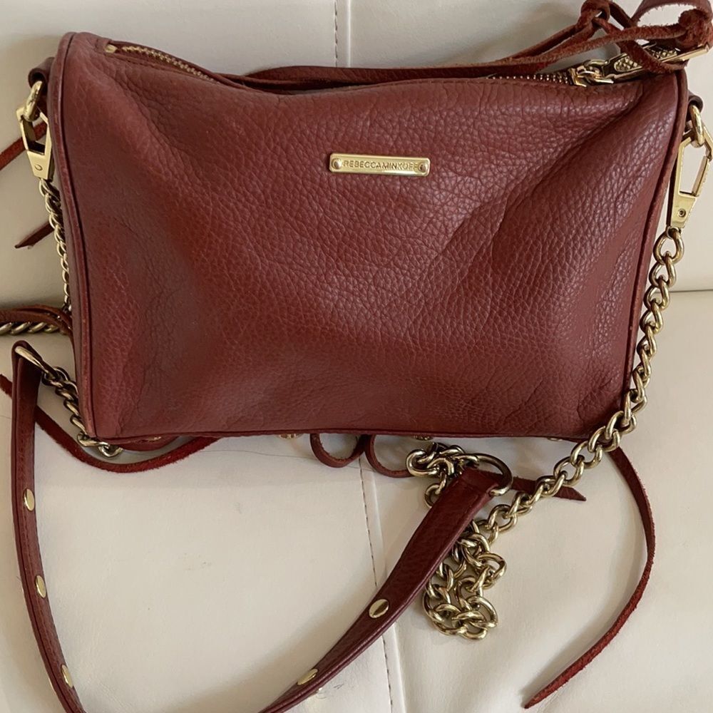 REBECCA MINKOFF RED CROSSBODY FRINGE PURSE W GOLD